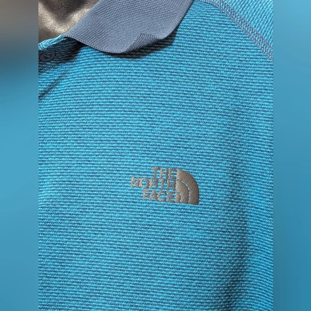 Men's The North Face Short Sleeve Polo Shirt Flash Dry Blue Striped XL